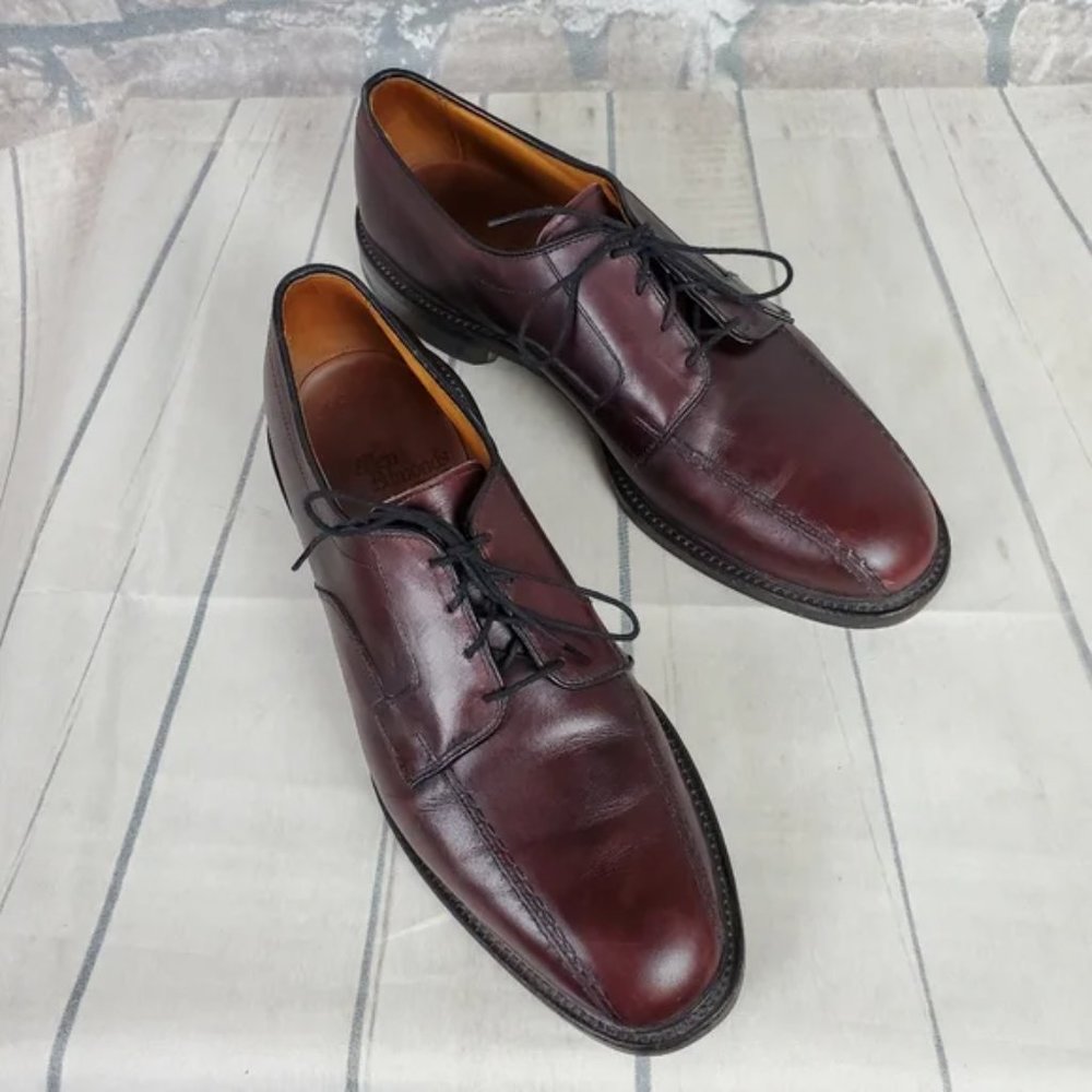 Allen Edmonds Hillcrest Burgundy Leather Lace Up Bicycle Toe Blucher Size 10D - Picture 1 of 16